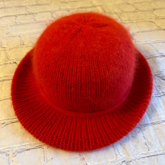 ITALY MADE RED FEDORA STYLE ANGORA BLEND WOMENS HAT - Picture 4 of 9